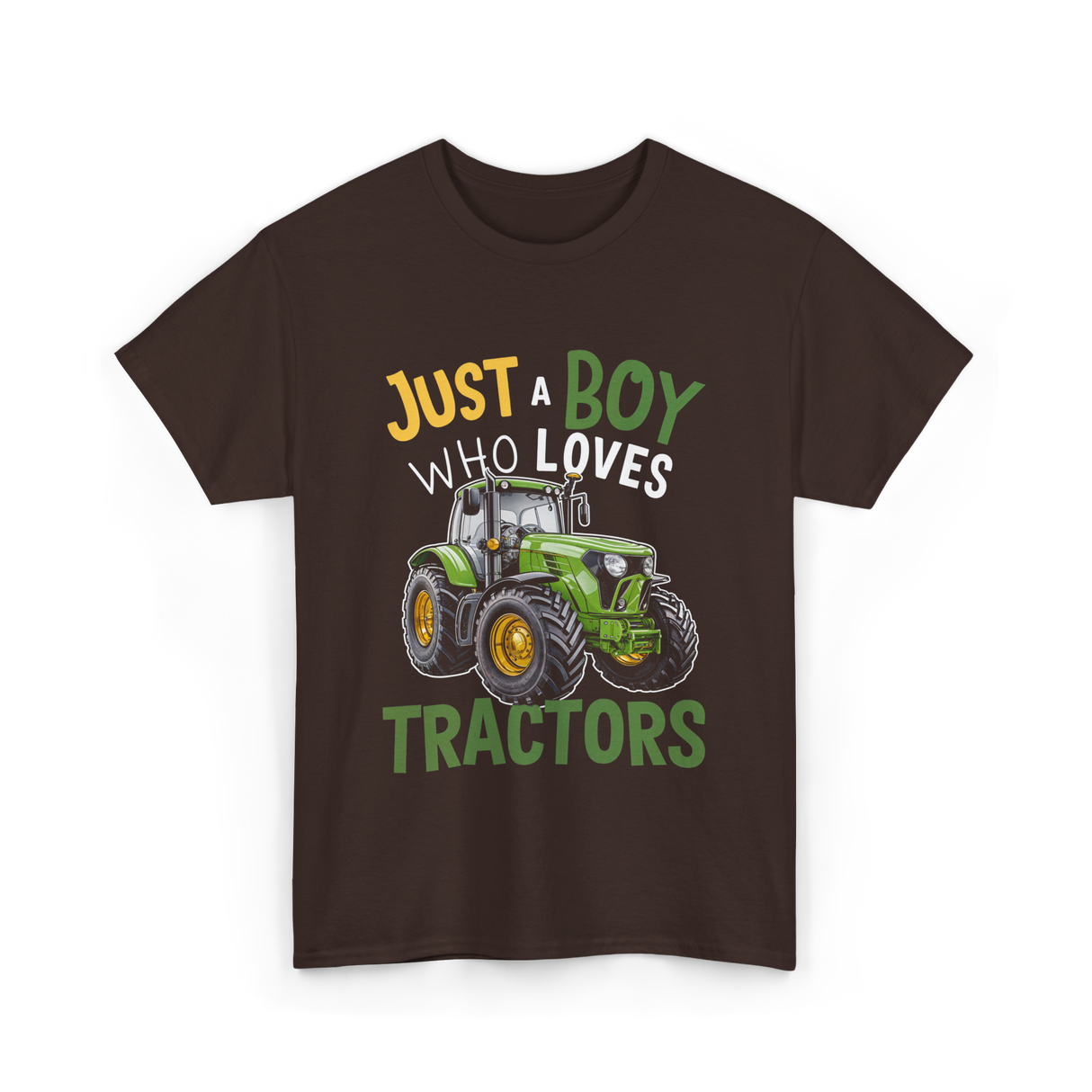 Just A Boy Who Loves Tractors Tractor T-Shirt - Dark Chocolate