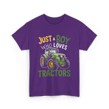 Just A Boy Who Loves Tractors Tractor T-Shirt - Purple