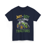 Just A Boy Who Loves Tractors Tractor T-Shirt - Navy