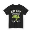 Just A Boy Who Loves Turtles Turtle T-Shirt - Black