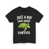 Just A Boy Who Loves Turtles Turtle T-Shirt - Black