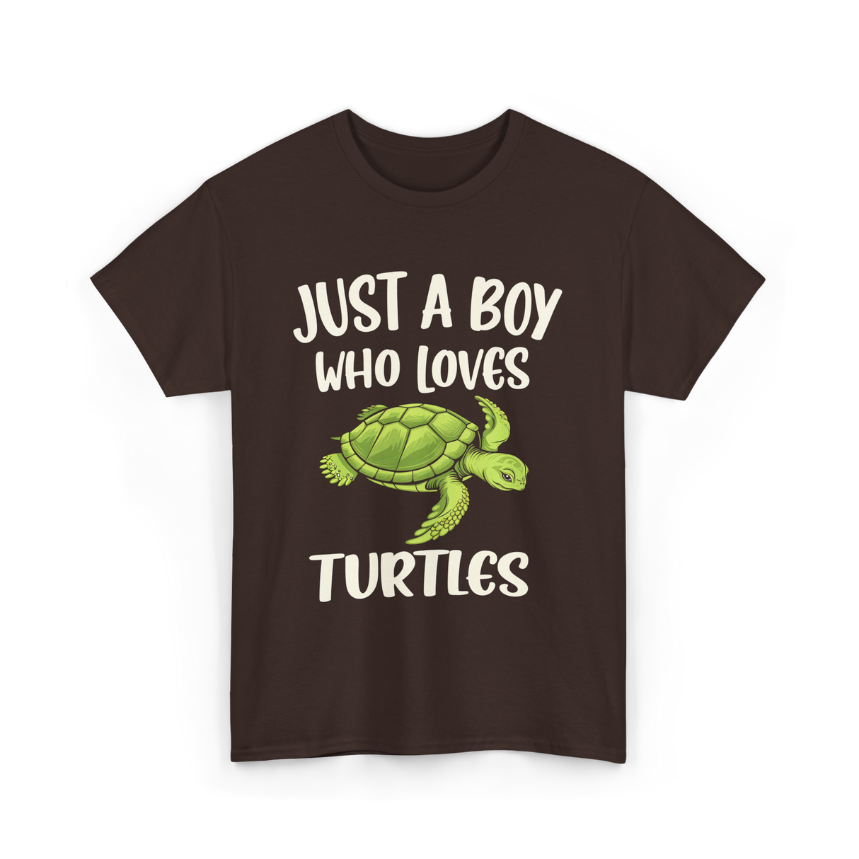 Just A Boy Who Loves Turtles Turtle T-Shirt - Dark Chocolate