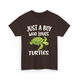 Just A Boy Who Loves Turtles Turtle T-Shirt - Dark Chocolate