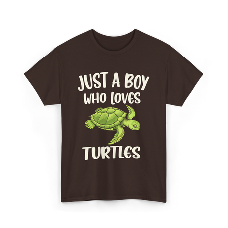 Just A Boy Who Loves Turtles Turtle T-Shirt - Dark Chocolate