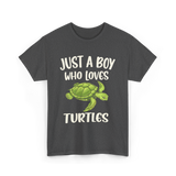 Just A Boy Who Loves Turtles Turtle T-Shirt - Dark Heather