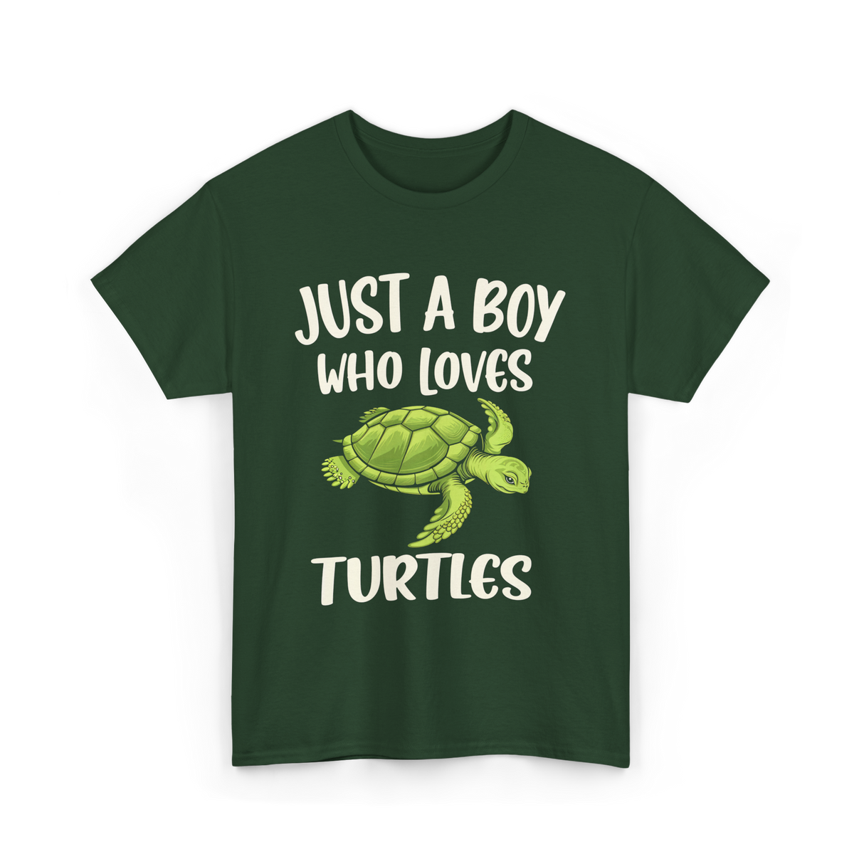 Just A Boy Who Loves Turtles Turtle T-Shirt - Forest Green