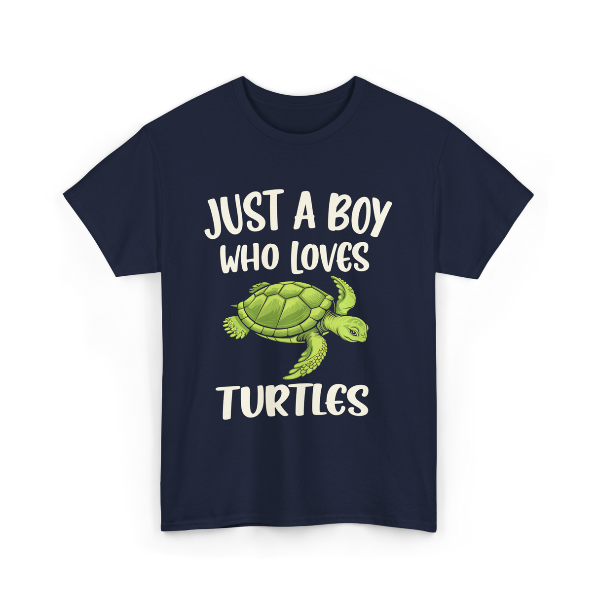 Just A Boy Who Loves Turtles Turtle T-Shirt - Navy