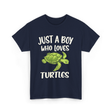 Just A Boy Who Loves Turtles Turtle T-Shirt - Navy