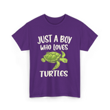 Just A Boy Who Loves Turtles Turtle T-Shirt - Purple