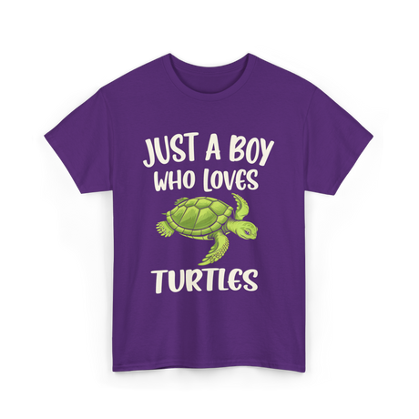 Just A Boy Who Loves Turtles Turtle T-Shirt - Purple