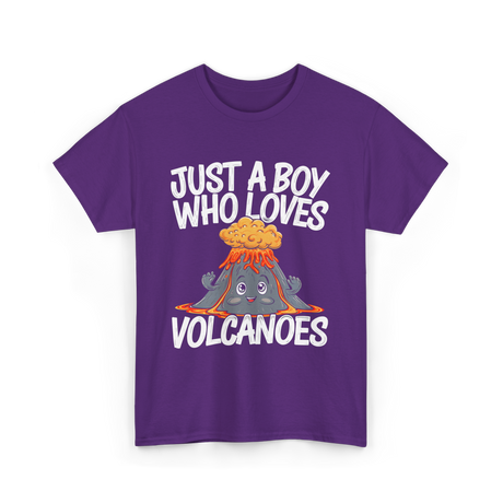 Just A Boy Who Loves Volcanoes T-Shirt - Purple