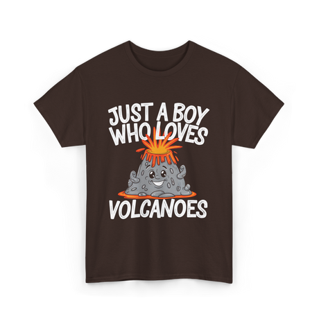 Just a Boy Who Loves Volcanoes Volcano T-Shirt - Dark Chocolate