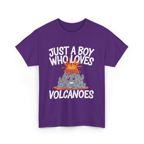 Just a Boy Who Loves Volcanoes Volcano T-Shirt - Purple