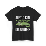 Just A Girl Alligators Alligator T-Shirt - Black