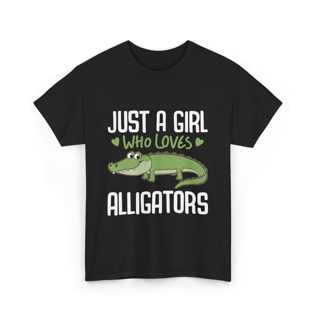 Just A Girl Alligators Alligator T-Shirt - Black