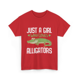 Just A Girl Alligators Alligator T-Shirt - Red