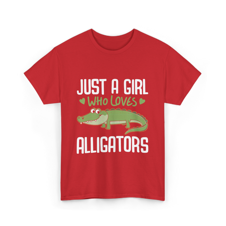 Just A Girl Alligators Alligator T-Shirt - Red