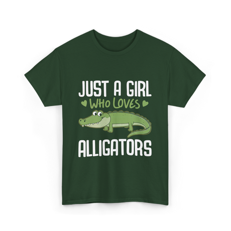 Just A Girl Alligators Alligator T-Shirt - Forest Green