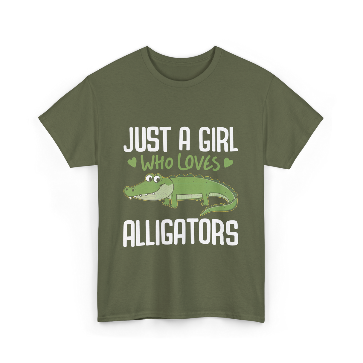 Just A Girl Alligators Alligator T-Shirt - Military Green