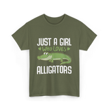 Just A Girl Alligators Alligator T-Shirt - Military Green