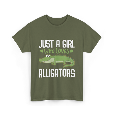 Just A Girl Alligators Alligator T-Shirt - Military Green