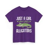 Just A Girl Alligators Alligator T-Shirt - Purple