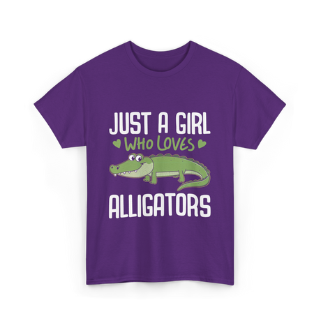 Just A Girl Alligators Alligator T-Shirt - Purple