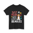 Just a Girl Beagles Dog T-Shirt - Black