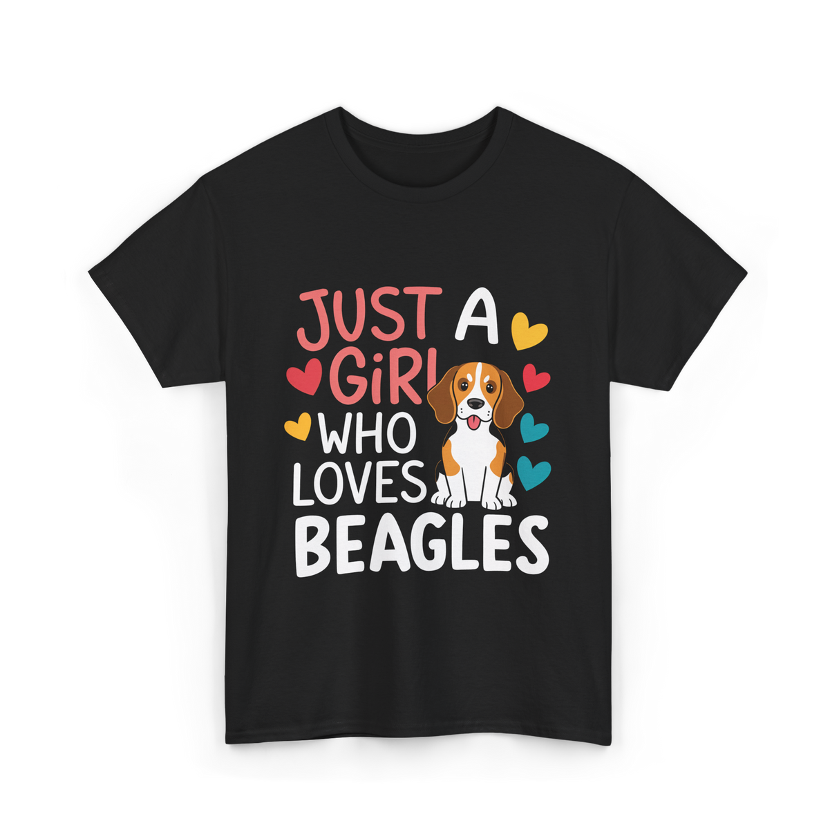 Just a Girl Beagles Dog T-Shirt - Black