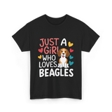 Just a Girl Beagles Dog T-Shirt - Black