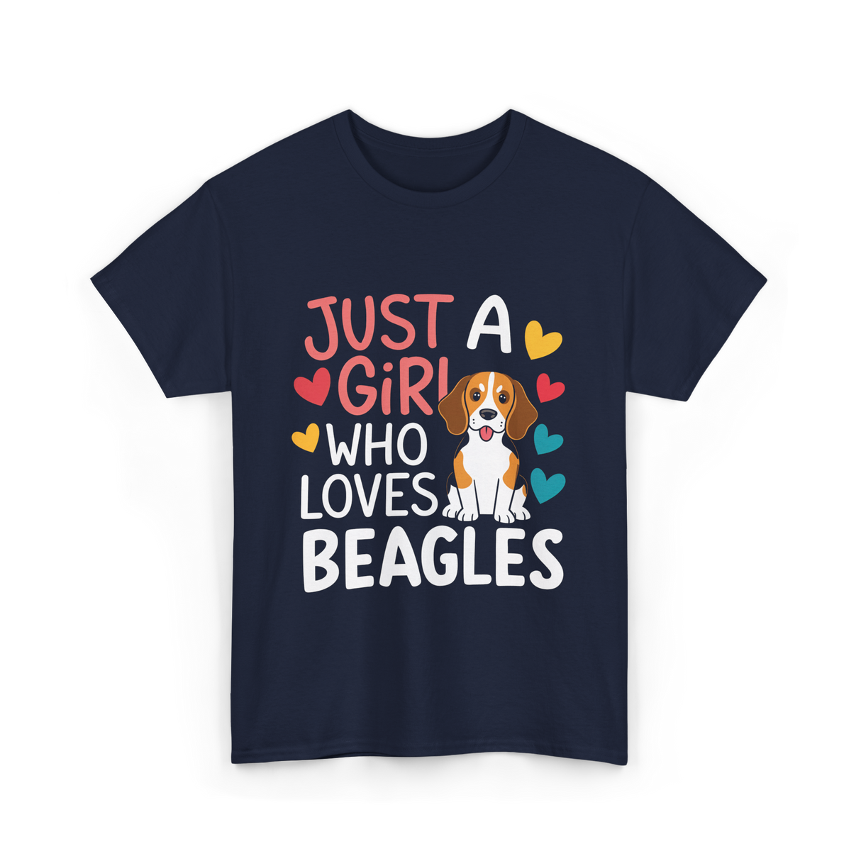 Just a Girl Beagles Dog T-Shirt - Navy