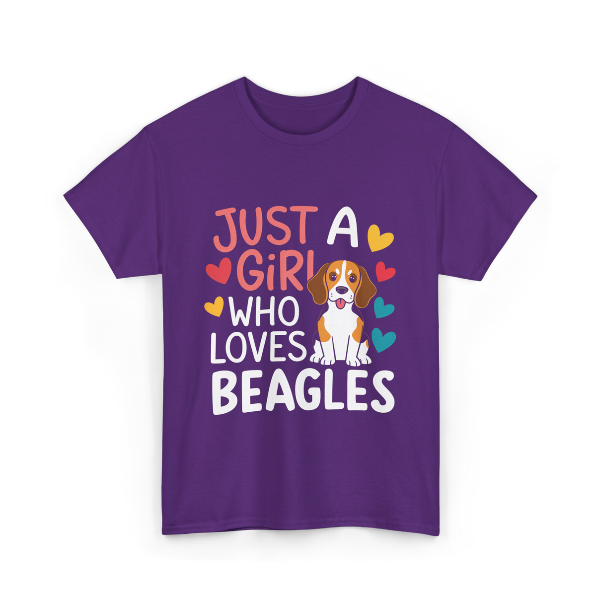 Just a Girl Beagles Dog T-Shirt - Purple