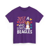 Just a Girl Beagles Dog T-Shirt - Purple