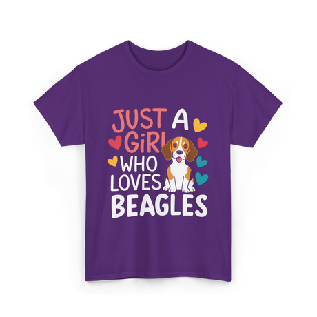 Just a Girl Beagles Dog T-Shirt - Purple