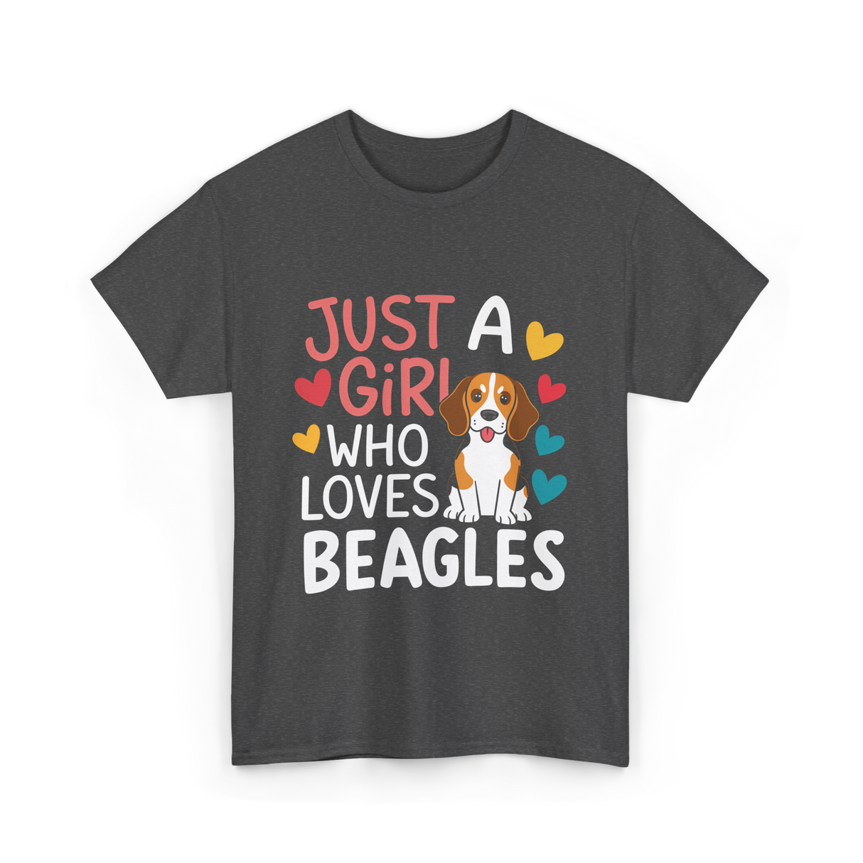 Just a Girl Beagles Dog T-Shirt - Dark Heather