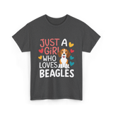 Just a Girl Beagles Dog T-Shirt - Dark Heather