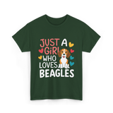 Just a Girl Beagles Dog T-Shirt - Forest Green