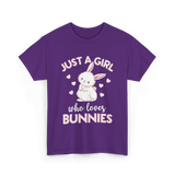 Just A Girl Bunnies Rabbit T-Shirt - Purple