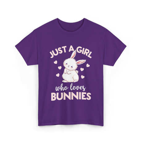 Just A Girl Bunnies Rabbit T-Shirt - Purple