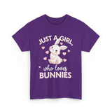 Just A Girl Bunnies Rabbit T-Shirt - Purple