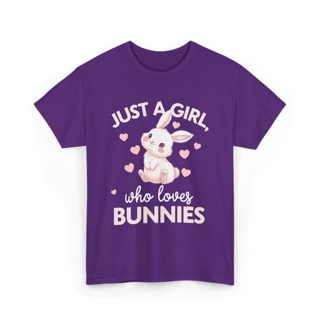 Just A Girl Bunnies Rabbit T-Shirt - Purple