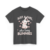 Just A Girl Bunnies Rabbit T-Shirt - Dark Heather