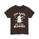 Just A Girl Bunnies Rabbit T-Shirt - Dark Chocolate