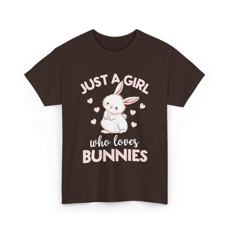 Just A Girl Bunnies Rabbit T-Shirt - Dark Chocolate