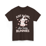 Just A Girl Bunnies Rabbit T-Shirt - Dark Chocolate