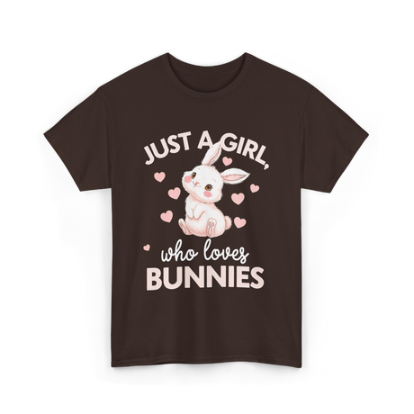 Just A Girl Bunnies Rabbit T-Shirt - Dark Chocolate