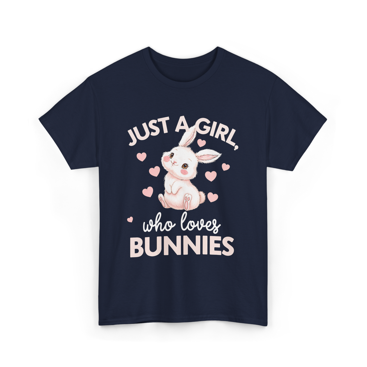 Just A Girl Bunnies Rabbit T-Shirt - Navy