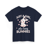 Just A Girl Bunnies Rabbit T-Shirt - Navy