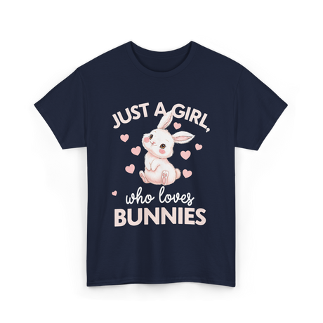 Just A Girl Bunnies Rabbit T-Shirt - Navy