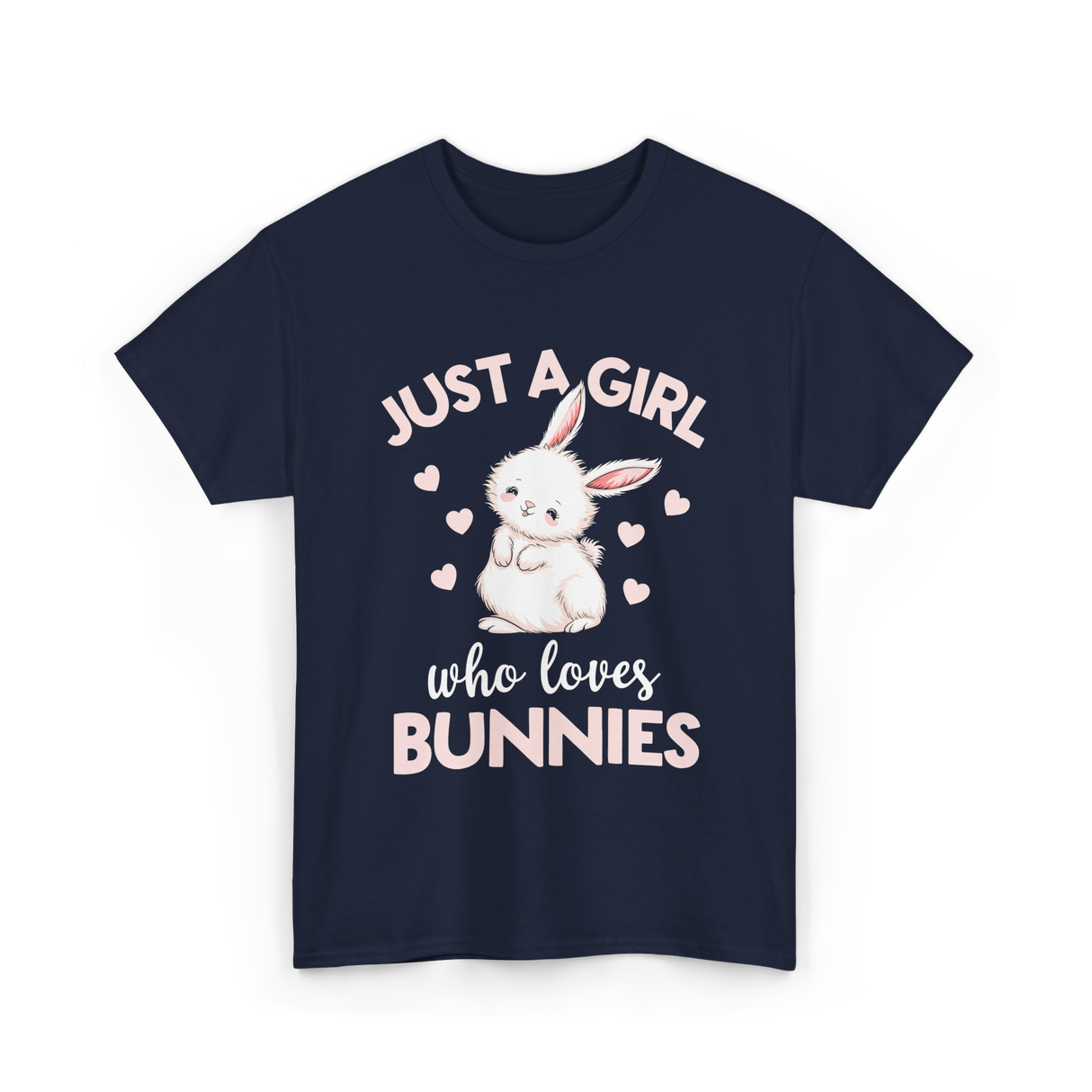 Just A Girl Bunnies Rabbit T-Shirt - Navy